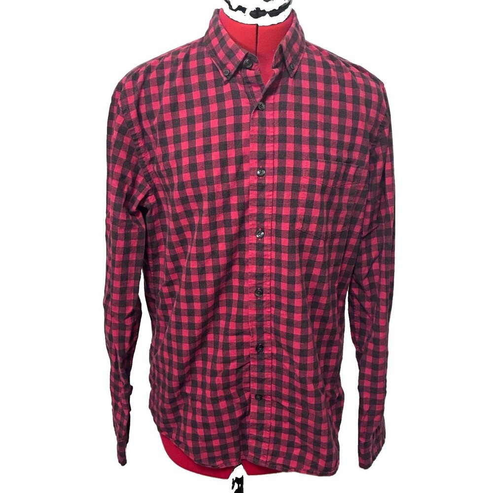 Vince Men’s Red Plaid Long Sleeve Shirt Size Medium